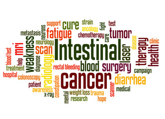 Intestinal cancer word cloud concept 2