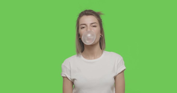 girl chewing bubble gum