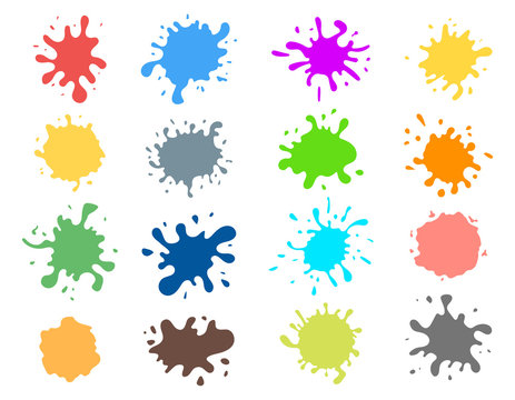Vector set of colored blots on the white background. Art brushes pack. Vector illustration.