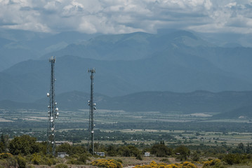 mobile towers on the background of mountains, telecommunications,