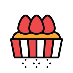 sweets and candy related cupcake with strawberry's vector with editable stroke