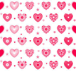 Heart seamless background. Abstract modern hearts for t-shirt design, wedding card, invitation, valentines day