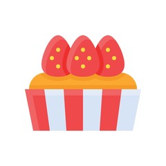 sweets and candy related cupcake with strawberry's vector in flat design