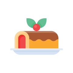 sweets and candy related cake in plate vector in flat design