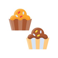 sweets and candy related cupcakes vector in flat design
