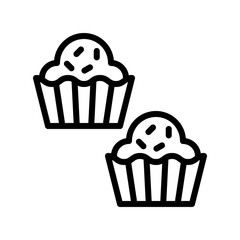 sweets and candy related cupcakes vector in lineal style