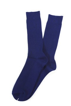 Blue socks on isolated white background - Image