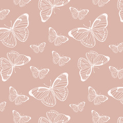 Pattern with butterflies. vector ornament with butterflies. linear style illustration.