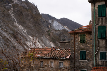 Rooftops of the houses in the hamlet of Colonnata