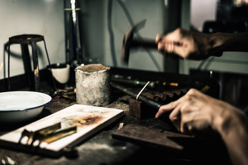 The process of making silverware by hand, making jewelry by hand, equipment and raw materials for making silver jewelry