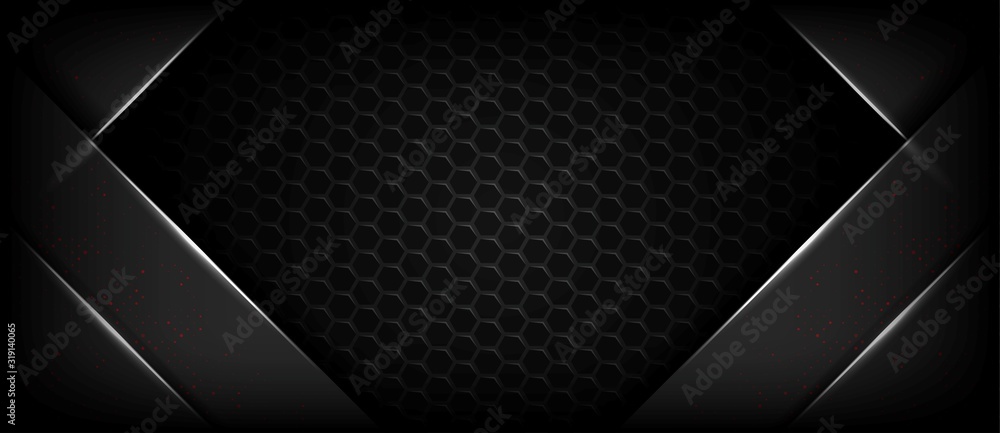 Poster abstract dark carbon background with overlap layer
