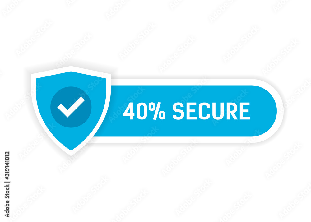 Poster blue object with a security shield and the inscription 