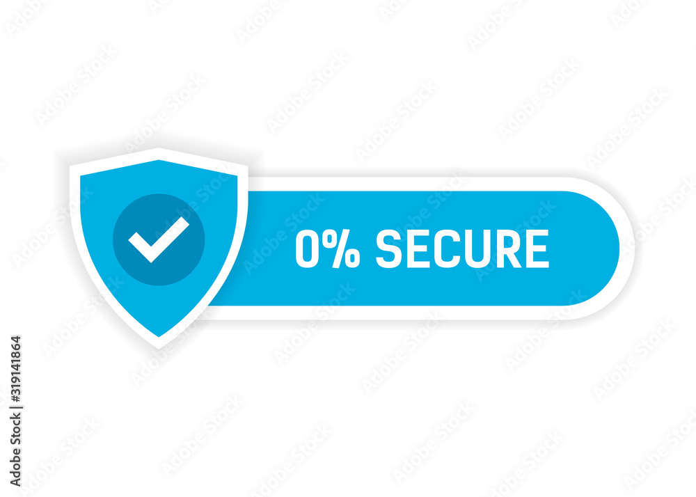 Poster blue object with a security shield and the inscription 