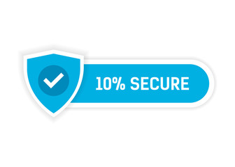 Blue object with a security shield and the inscription 