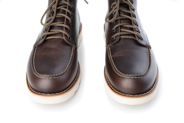 men brown work boots