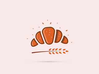croissant icon with a spike on a uniform background