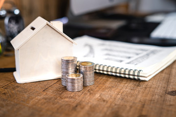 Money growing concept-Money and income graph drawing On Home office desk