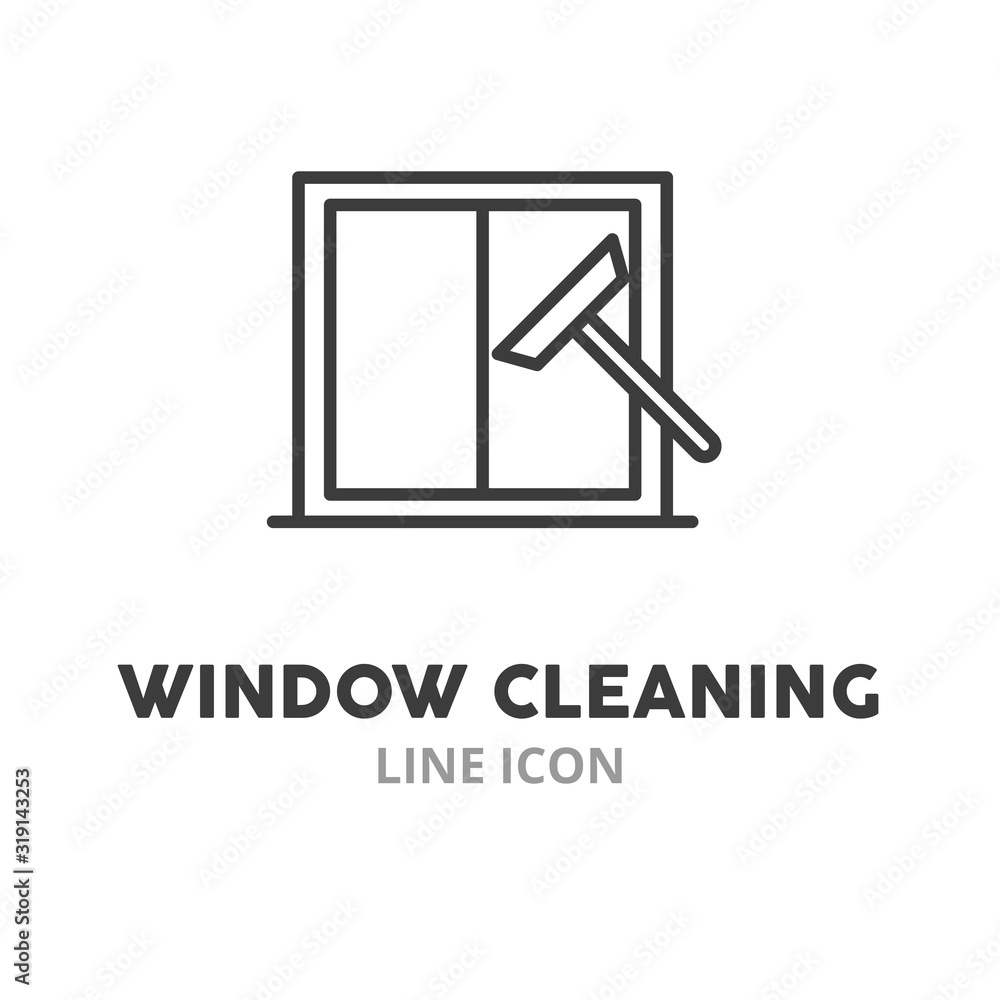 Poster window cleaning simple line icon. vector illustration symbol elements for web design..