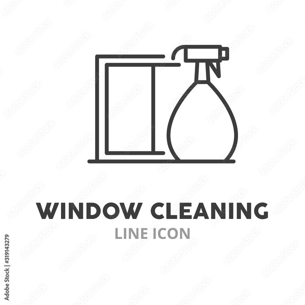 Poster window cleaning simple line icon. vector illustration symbol elements for web design..