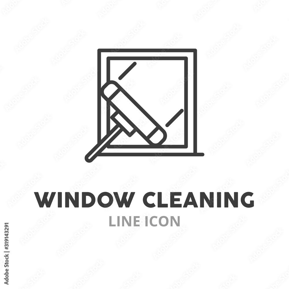 Poster window cleaning simple line icon. vector illustration symbol elements for web design..