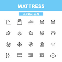 Mattress simple set line icons. Vector illustration symbol elements for web design.
