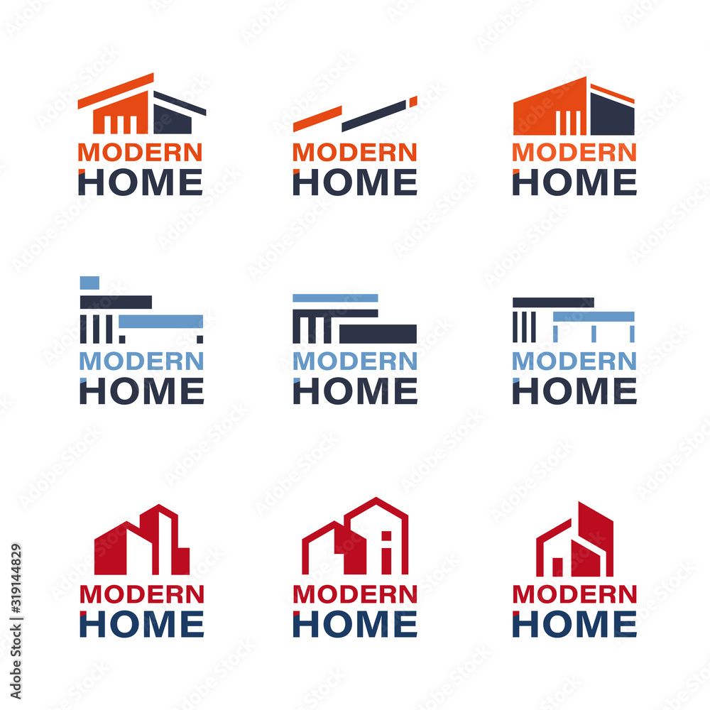 Poster modern home logo set minimal simple style vector design