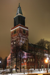 Fototapeta premium Turku Cathedral in night, Finland 