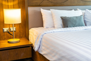 Pillow on bed decoration interior of bedroom interior