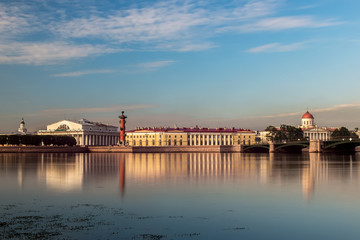 Vasilievsky island embankment in the early morning