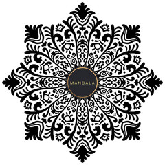 Black and white mandala vector isolated on white. Vector hand drawn circular decorative element.