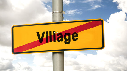Street Sign Town versus Village
