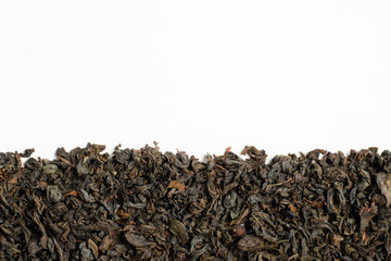 Black tea on a white background. Isolated. Top view.