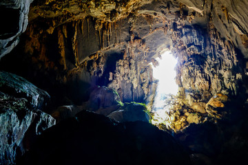 cave in the water, digital photo picture as a background , taken in vang vieng, laos, asia