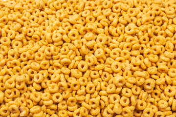 Corn-flakes background and texture. Top view.