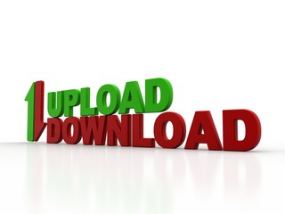 3d illustration uploading downloading arrow