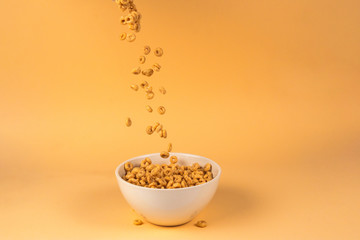 Honey rings cereal box for morning breakfast.