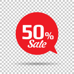 Special offer sale red tag. This is the concept of the price list for discounts, of an advertising campaign, advertising marketing sales, a 50% off discount, a unique offer. Vector illustration.
