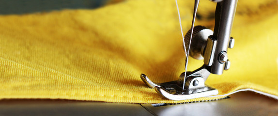 Close-up detail of the sewing machine