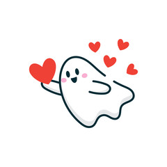 cute ghost cartoon love vector illustration