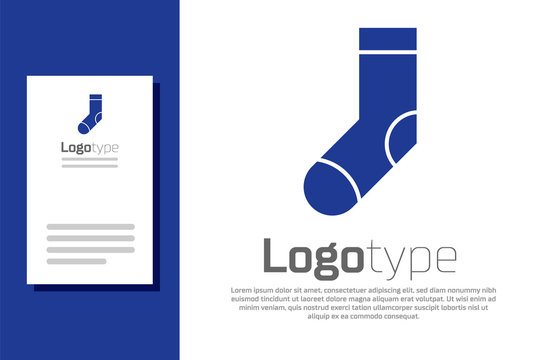 Blue Socks icon isolated on white background. Logo design template element. Vector Illustration