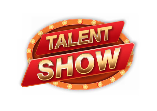 Talent show sign stage banner, red curtains and event invitation poster. Theater performance banner vector illustration