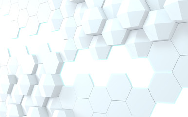 futuristic concept hexagon white abstract showcase. 3D rendering