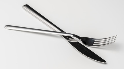 Fork and knife isolated on white background