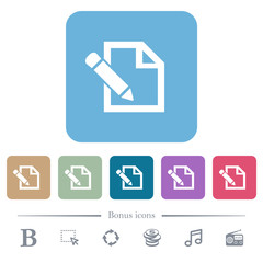 Edit with pencil flat icons on color rounded square backgrounds