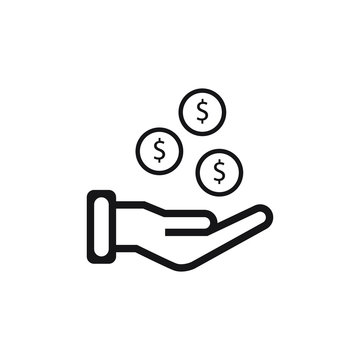 coins on hand icon design. vector illustration. 
