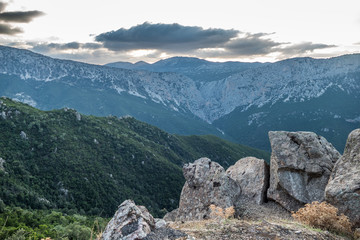 Fototapeta na wymiar Panorama of the Supramonte mountains