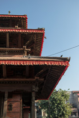 Detail of a roof of a temple in Durbar square, Kathmandu, Nepal