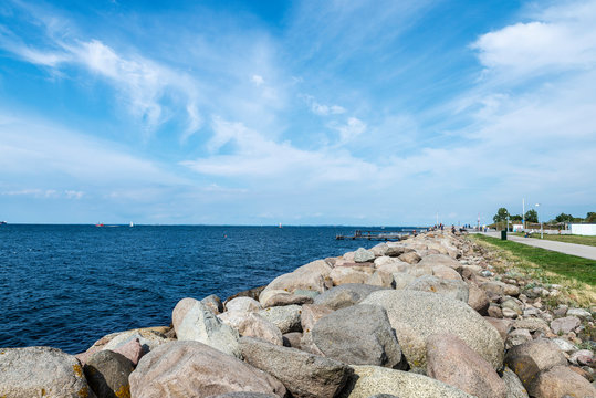 Dike in front of the Baltic Sea in Malmo, Sweden