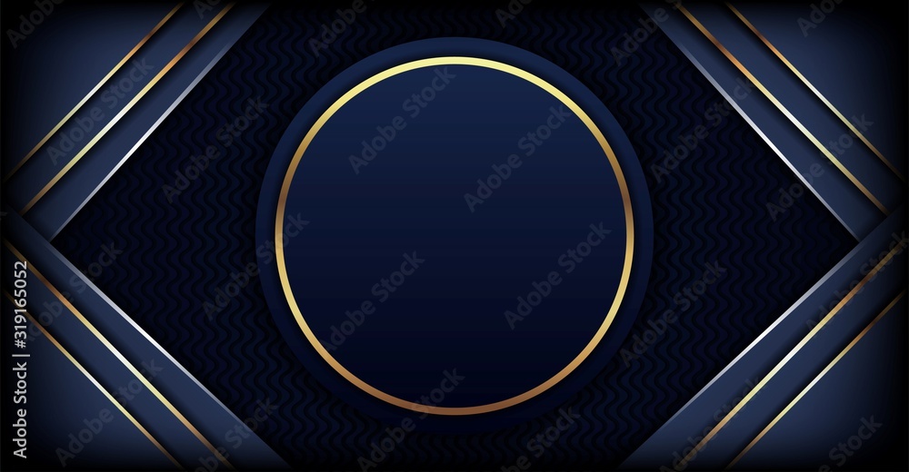 Poster elegant navy blue background with overlap layer