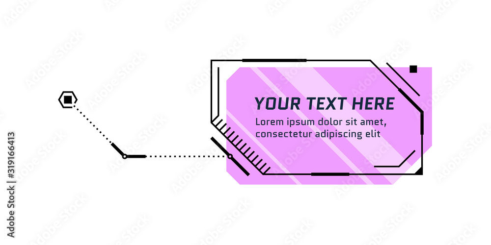 Poster hud futuristic style lilac callout title. infographic call out box bar and modern digital info sci f